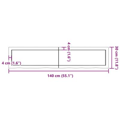 vidaXL Kopalniški pult svetlo rjav 140x30x(2-6) cm obdelan trden les