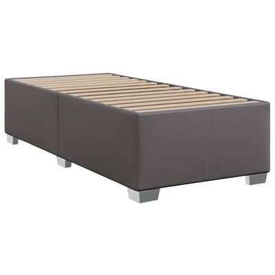 vidaXL Box spring postelja z vzmetnico siva 90x190 cm umetno usnje