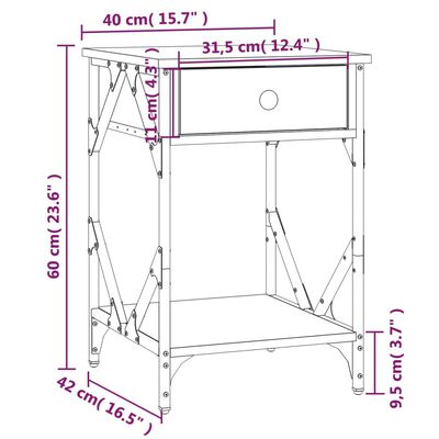 vidaXL Nočna omarica 2 kosa rjavi hrast 40x42x60 cm inženirski les