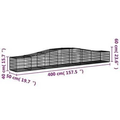 vidaXL Obokane gabion košare 2 kosa 400x50x40/60 cm pocinkano železo