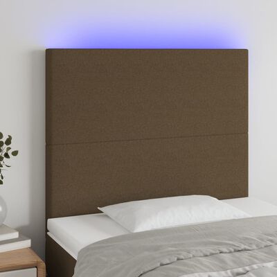 vidaXL LED posteljno vzglavje temno rjavo 80x5x118/128 cm blago