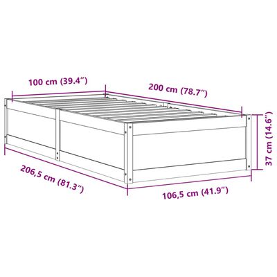 vidaXL Posteljni okvir brez vzmetnice 100x200 cm trdna borovina