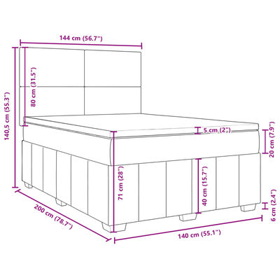 vidaXL Box spring postelja z vzmetnico črna 140x200 cm blago