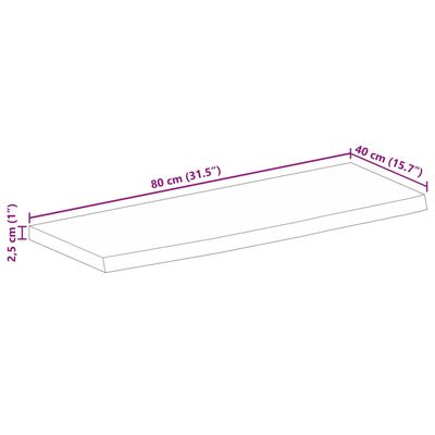 vidaXL Mizna plošča z naravnim robom 80x40x2,5 cm trden mangov les