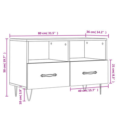 vidaXL TV omarica črna 80x36x50 cm inženirski les