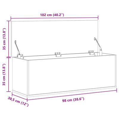 vidaXL Škatla za shranjevanje dimljen hrast 102x35x35cm inženirski les