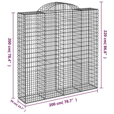 vidaXL Obokana gabion košara 14 kos 200x50x200/220 cm pocinkano železo