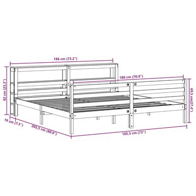 vidaXL Posteljni okvir brez vzmetnice bel 180x200 cm trdna borovina