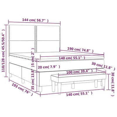 vidaXL Box spring postelja z vzmetnico kapučino 140x190cm umetno usnje