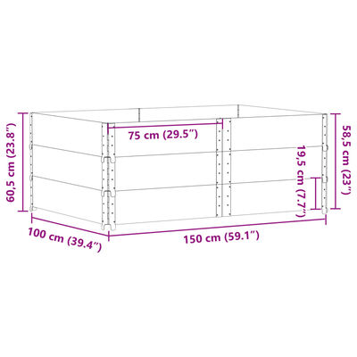 vidaXL Paletni okvirji 3 kosi črni 150x100 cm trdna borovina