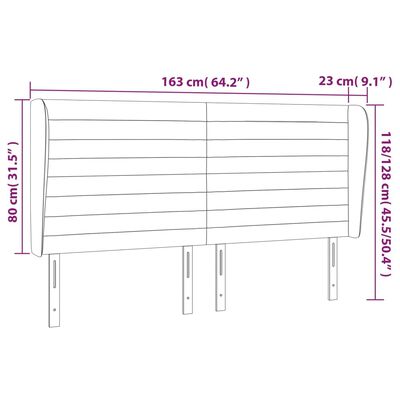 vidaXL Vzglavje z ušesi temno sivo 163x23x118/128 cm blago