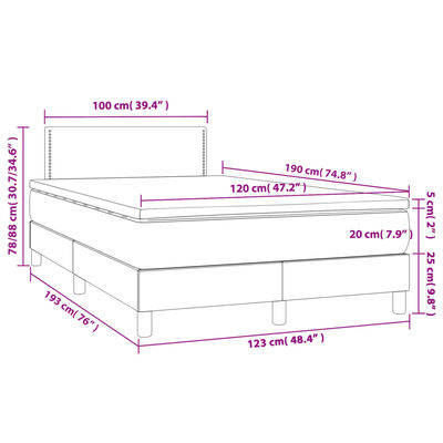 vidaXL Box spring postelja z vzmetnico siva 120x190 cm umetno usnje