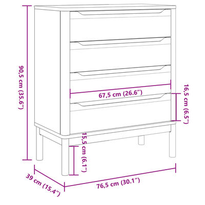 vidaXL Predalnik FLORO 77x35x73 cm voščeno rjava trdna borovina