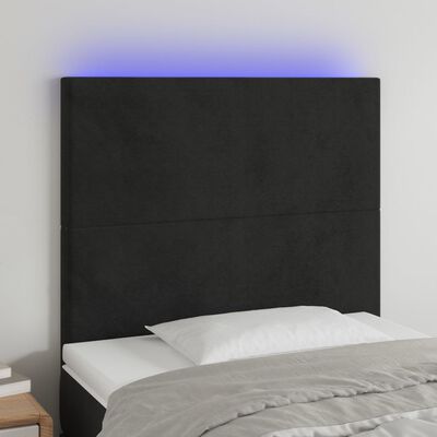 vidaXL LED posteljno vzglavje črno 100x5x118/128 cm žamet