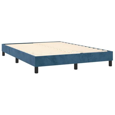 vidaXL Box spring postelja z vzmetnico temno modra 140x190cm žamet