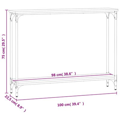 vidaXL Konzolna mizica dimljen hrast 100x22,5x75 cm inženirski les