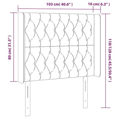 vidaXL Vzglavje z ušesi roza 103x16x118/128 cm žamet