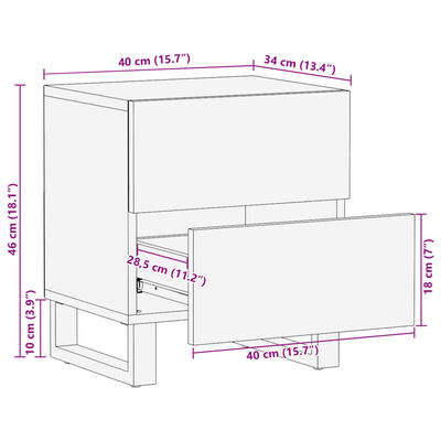 vidaXL Nočna omarica 2 kosa 40x34x46 cm trden robusten mangov les