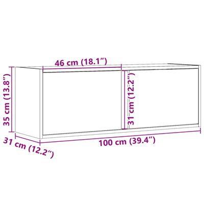 vidaXL Stenska TV omarica z LED lučkami betonsko siva 100x31x35 cm