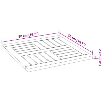 vidaXL Mizna plošča 50x50x2 cm kvadratna trden akacijev les