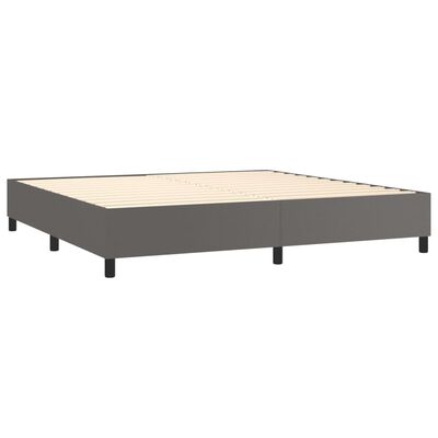 vidaXL Box spring postelja z vzmetnico siva 200x200 cm umetno usnje