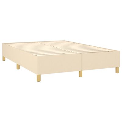 vidaXL Box spring postelja z vzmetnico krem 140x190 cm blago