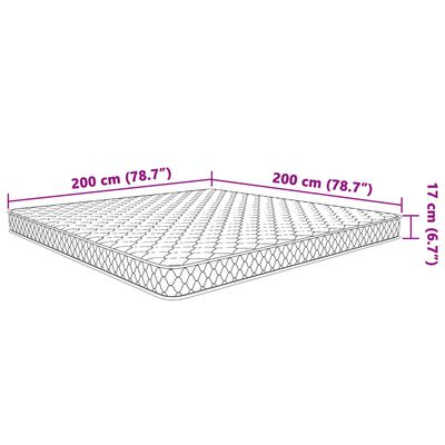 vidaXL Vzmetnica s spominsko peno bela 200x200x17 cm