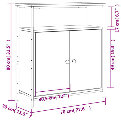 vidaXL Komoda dimljeni hrast 70x30x80 cm inženirski les