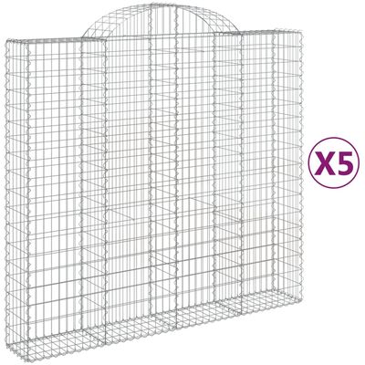 vidaXL Obokane gabion košare 5 kosov 200x50x180/200cm pocinkano železo