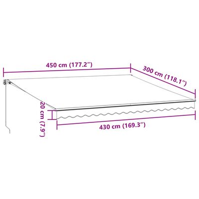 vidaXL Ročno zložljiva tenda antracit in bela 450x300 cm