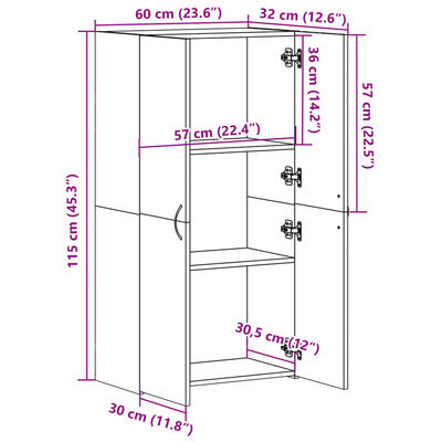 vidaXL Arhivska omara dimljeni hrast 60x32x115 cm inženirski les