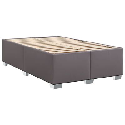 vidaXL Box spring postelja z vzmetnico siva 120x190 cm umetno usnje