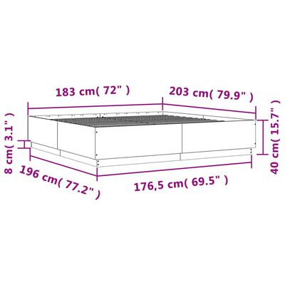 vidaXL Posteljni okvir sonoma hrast 180x200 cm inženirski les