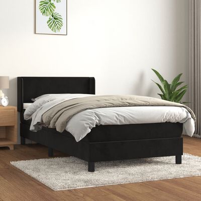 vidaXL Box spring postelja z vzmetnico črna 80x200 cm žamet