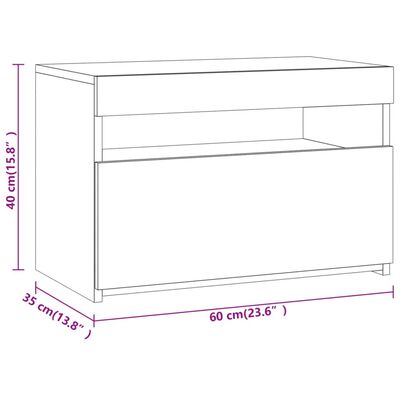 vidaXL Nočna omarica z LED lučkami siva sonoma 60x35x40 cm