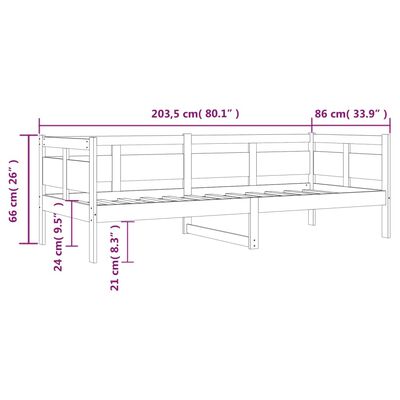 vidaXL Dnevna postelja trdna borovina 80x200 cm