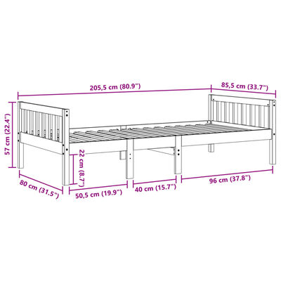 vidaXL Otroška postelja brez vzmetnice vošč. rjava 80x200 cm borovina