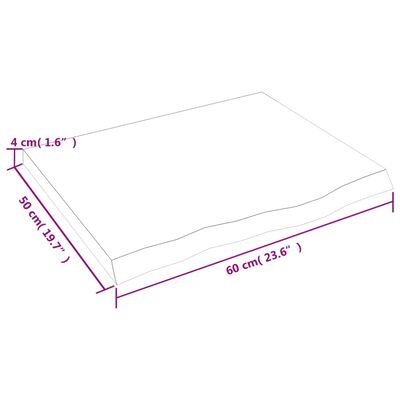 vidaXL Kopalniški pult 60x50x(2-4) cm neobdelan trden les