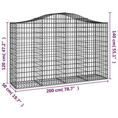 vidaXL Obokana gabionska košara 10 kos 200x50x120/140cm cinkano železo