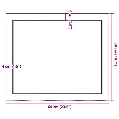 vidaXL Mizna plošča 60x50x(2-4) cm neobdelana trdna hrastovina