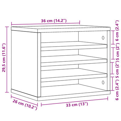 vidaXL Organizator za pisalno mizo rjavi hrast 36x26x29,5 cm inž. les