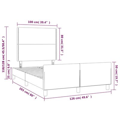 vidaXL Posteljni okvir z vzglavjem siva 120x200 cm umetno usnje