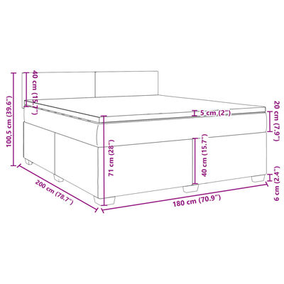 vidaXL Box spring postelja z vzmetnico svetlo siva 180x200 cm žamet