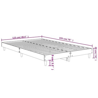 vidaXL Posteljni okvir bel 120x190 cm inženirski les