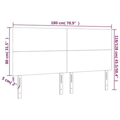 vidaXL LED posteljno vzglavje črno 180x5x118/128 cm umetno usnje