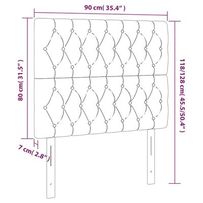 vidaXL LED posteljno vzglavje modro 90x7x118/128 cm blago