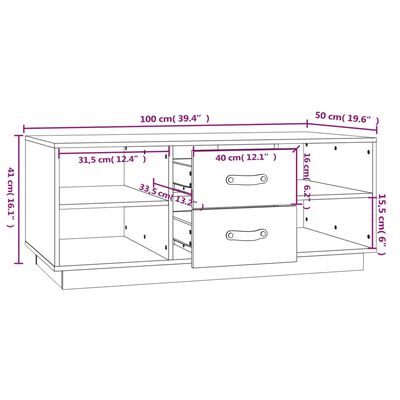 vidaXL Klubska mizica medeno rjava 100x50x41 cm trdna borovina