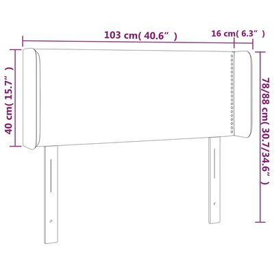 vidaXL LED posteljno vzglavje sivo 103x16x78/88 cm umetno usnje