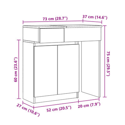 vidaXL Toaletna mizica z LED lučkami betonsko siva 115x37x110,5 cm