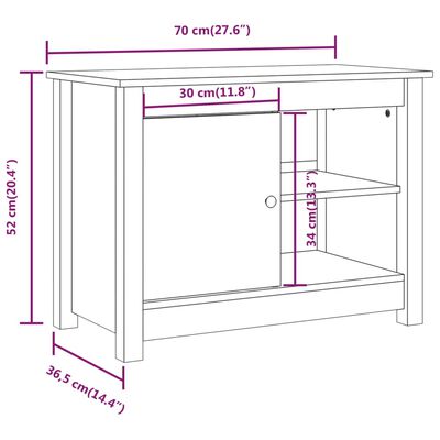 vidaXL TV omarica medeno rjava 70x36,5x52 cm trdna borovina